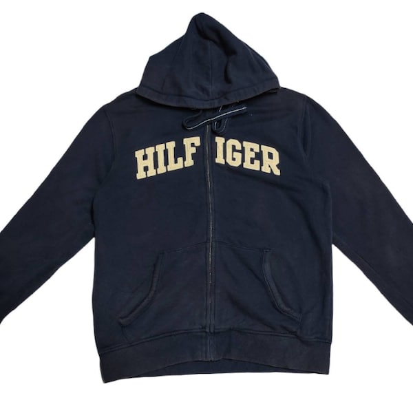 Vintage Tommy Hilfiger groot logo Spellout hoodie trui sweatshirt middelgrote heren//tag XL goede pasvorm middelgrote herenmaat