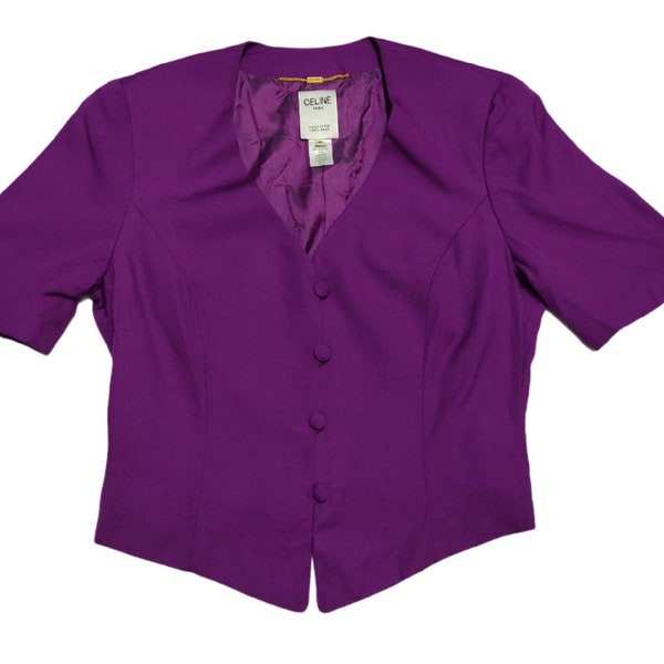CELINE 80s Short Sleeve Blazer Purple Colour