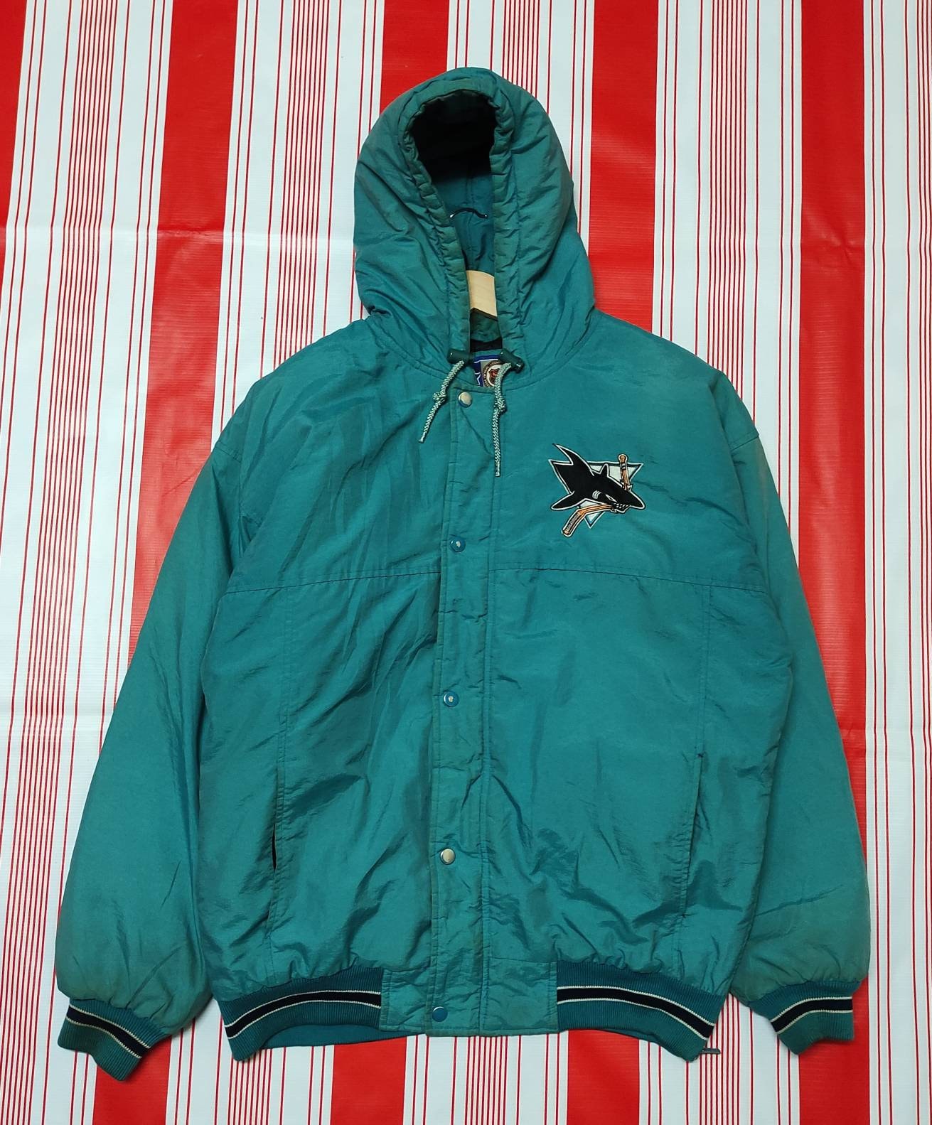 Vintage San Jose Sharks Starter Satin Hockey Jacket, Size Small