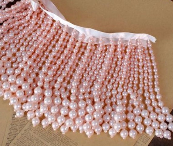 Pearl Bead Fringe Tassel Trim By The Yard