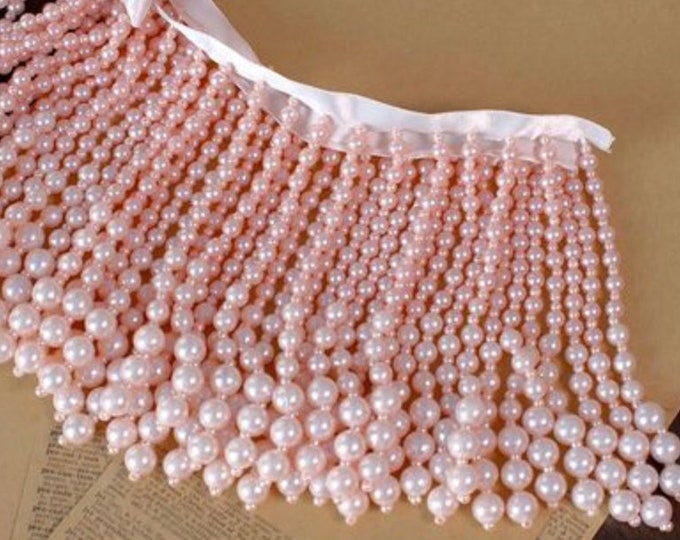Pearl Bead Fringe Tassel Trim By The Yard
