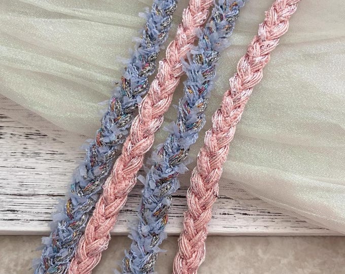 Blue/Pink Braided Ribbon Trim, Costume Design, DIY Sewing (1.4cm)