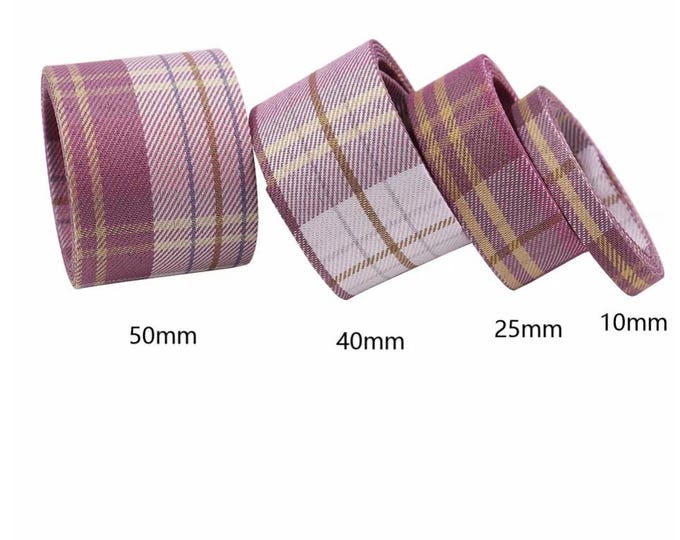 Plaid Ribbon Trim, Sewing Embellishment, Sold by 1 Yard
