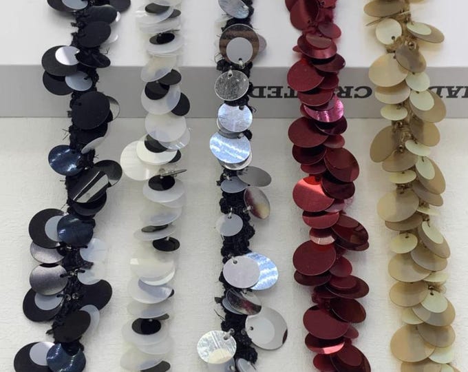 Sequins Trim, Sewing Embellishment, Sold by 1 Yard