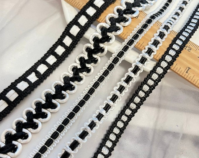Black & White Lace Trim, Costume Design Embellishment, Sold by 1 Yard