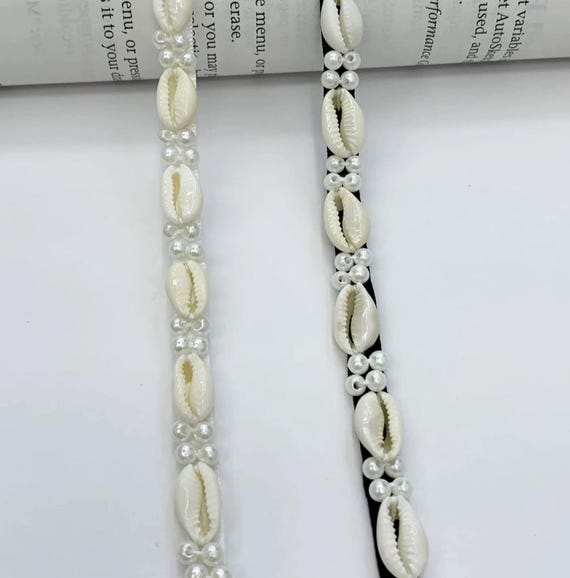 Seashell Beaded trim, decor trimming for costume design sewing embellishment bridal trim dress coat cuff collar bag home deco Sold by 1 yard
