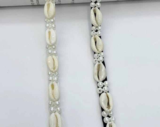 Seashell Beaded Trim, Costume Design Embellishment, Sold by 1 Yard