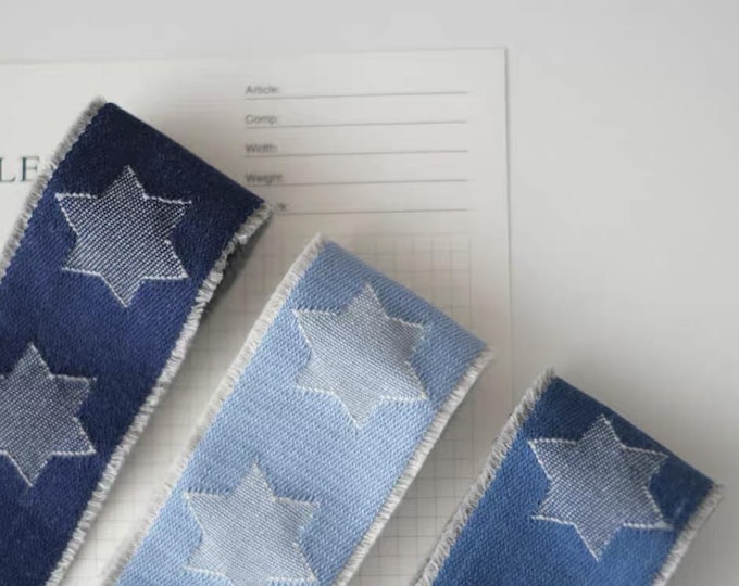 Jacquard Denim Ribbon Trim, Costume Design, Sold by Yard