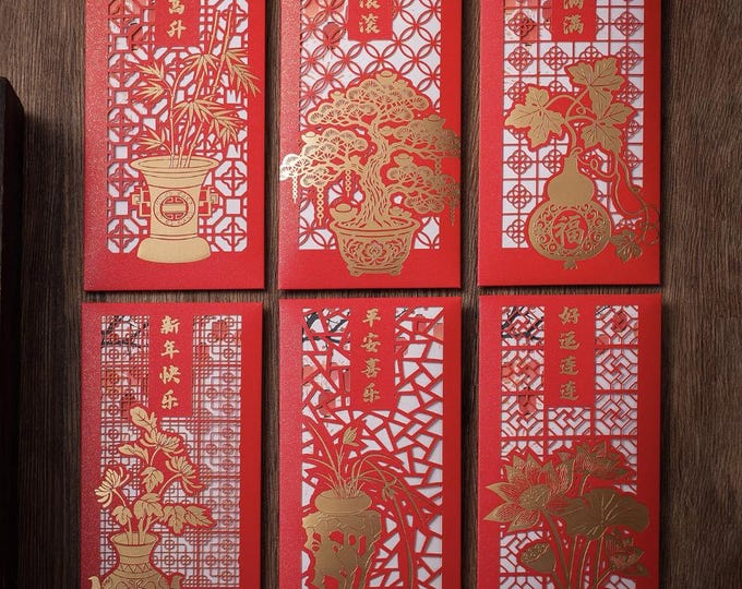 Year of the Horse 2026 Gold Foil Red Envelopes, Lucky Money Gift Red Packets