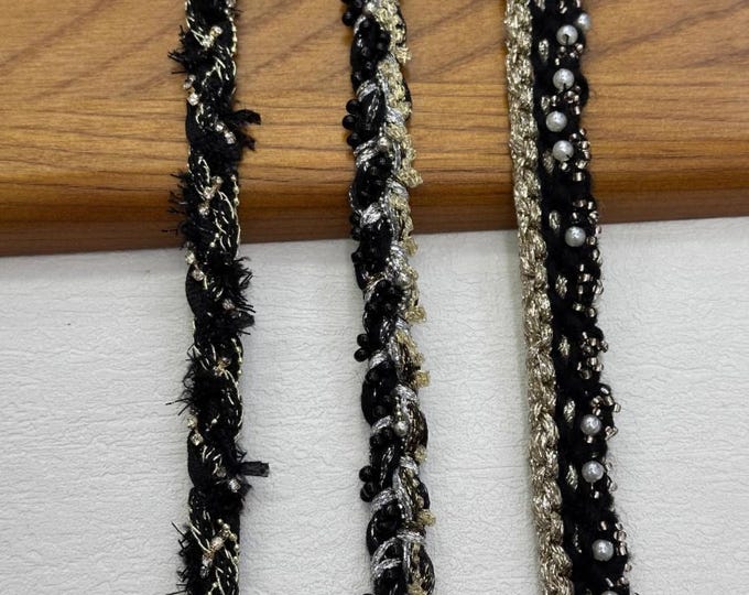 Beaded Lace Trim, Sewing Embellishment, Sold by 1 Yard