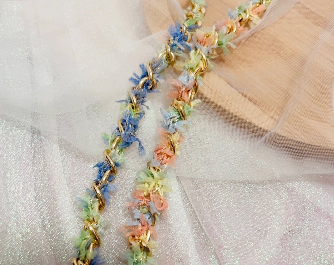 Pastel Lace Chain Trim, Costume Design Embellishment, Sold by 1 Yard