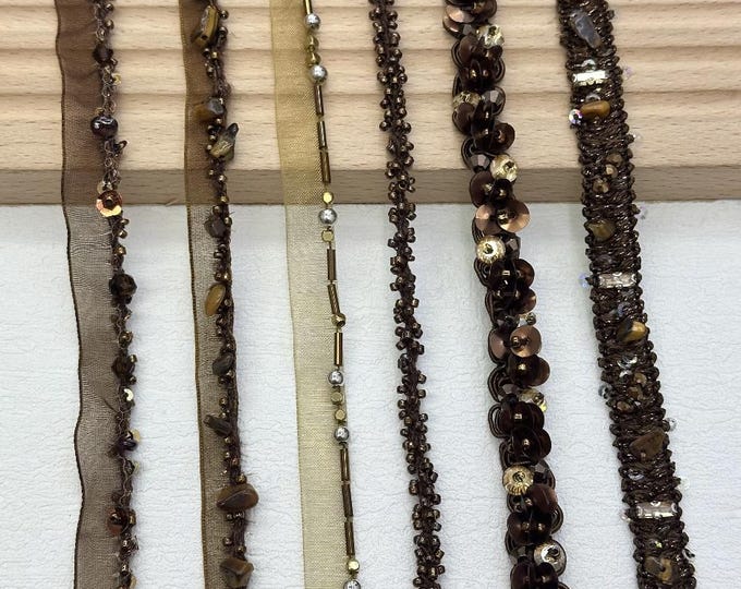 Coffee Brown Trim, Couture Dress Embellishment Sold by 1 Yard
