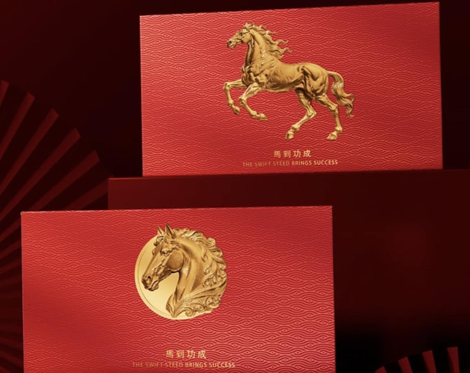 2026 Year of the Horse Red Envelopes, Gold Foil Lucky Money Packets