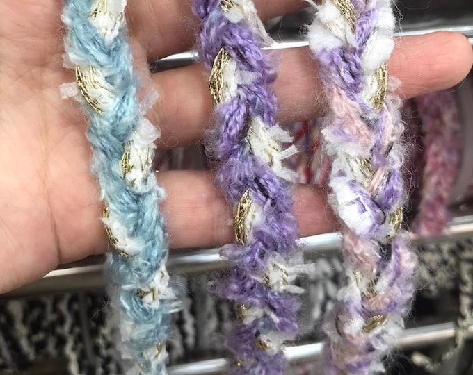 Braided Lace Trim, Pastel Costume Design Embellishment, Sold by 1 Yard