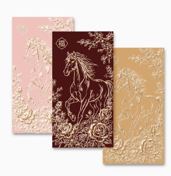 Year of the Horse 2026 Red Envelopes, Gold Foil Red Envelopes, Lucky Money Gift Red Packets