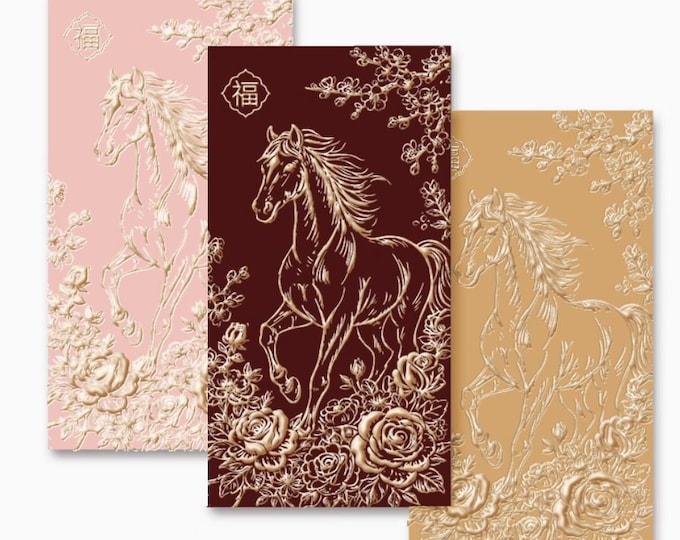 Year of the Horse 2026 Gold Foil Red Envelopes, Lucky Money Gift Red Packets
