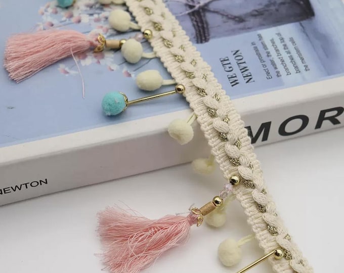 PomPom Tassel Lace Trim Ribbon - Costume, Bridal, Home Decor (1 Yard)