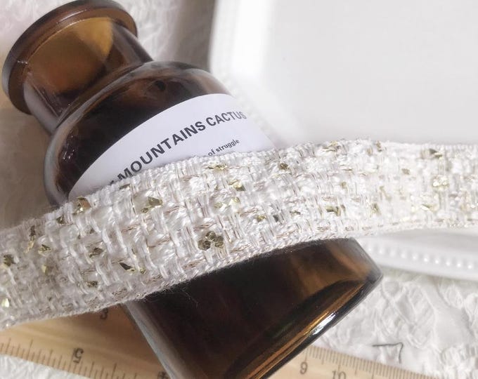 Ivory & Gold Ribbon Trim, Sewing Embellishment, Costume Design, Sold by 1 Yard