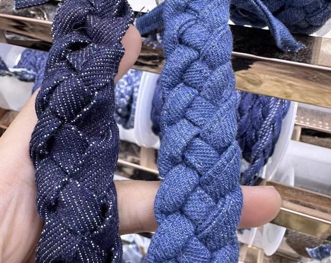 Braided Denim Trim, Costume Embellishment, Sold by 1 Yard