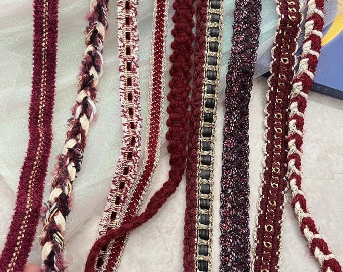 Dark Red Lace Trim, Costume Design, Bridal Sewing, Sold by 1 Yard