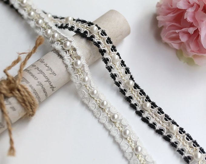 Beaded Lace Trim, Costume Design Embellishment, Sold by 1 Yard