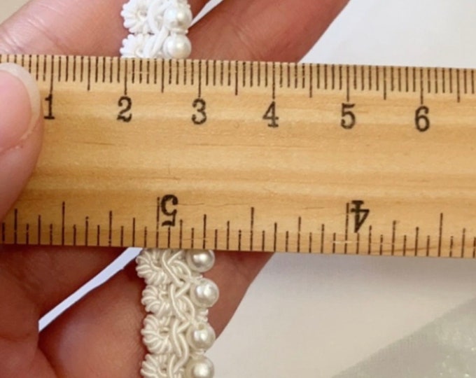 Beaded Lace Trim, Costume Design Embellishment, Bridal Trim - 1 Yard