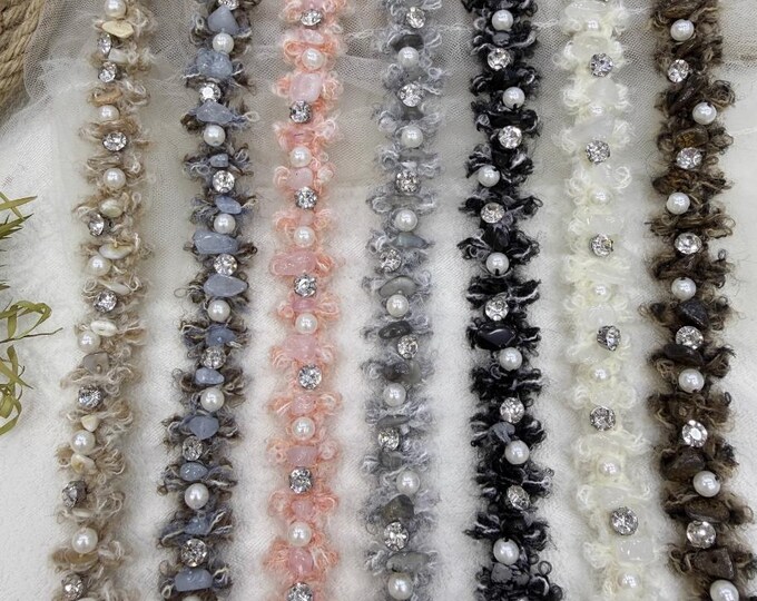 Pearl Beaded Lace Trim, Sewing Embellishment - Sold by the Yard