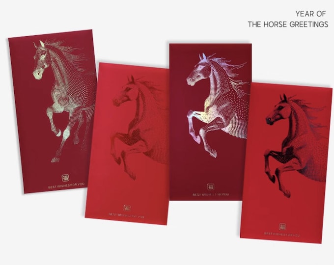 Year of the Horse 2026 Gold Foil Red Envelopes, Lucky Money Gift Red Packets