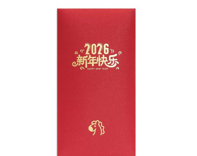 Year of the Horse 2026 Gold Foil Red Envelopes, Lucky Money Gift Red Packets