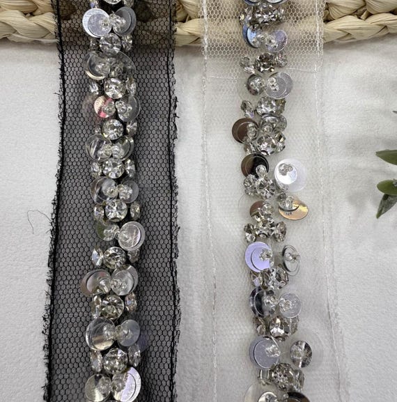 Beaded Ribbon trim ribbon for costume design bridal trim headwear dress coat cuff collar bag home deco Sold by 1 yard