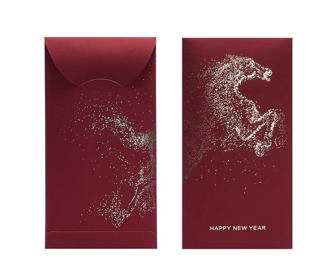 Year of the Horse 2026 Gold Foil Red Envelopes, Lucky Money Gift Red Packets