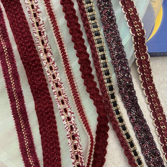 Red Collection Ribbon trim, decor trimming for costume design sewing bridal trim  dress coat cuff collar bag home deco Sold by 1 yard