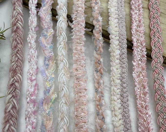 Pink Lace Trim, Couture Bridal Embellishment Sold by 1 Yard