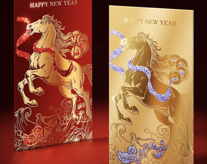 2026 Year of the Horse Red Envelopes, Gold Foil Lucky Money Packets
