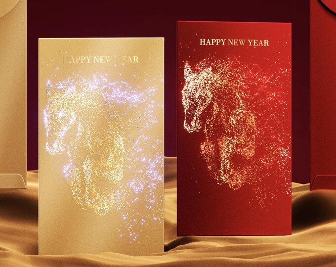 2026 Year of the Horse Red Envelopes, Gold Foil Lucky Money Packets