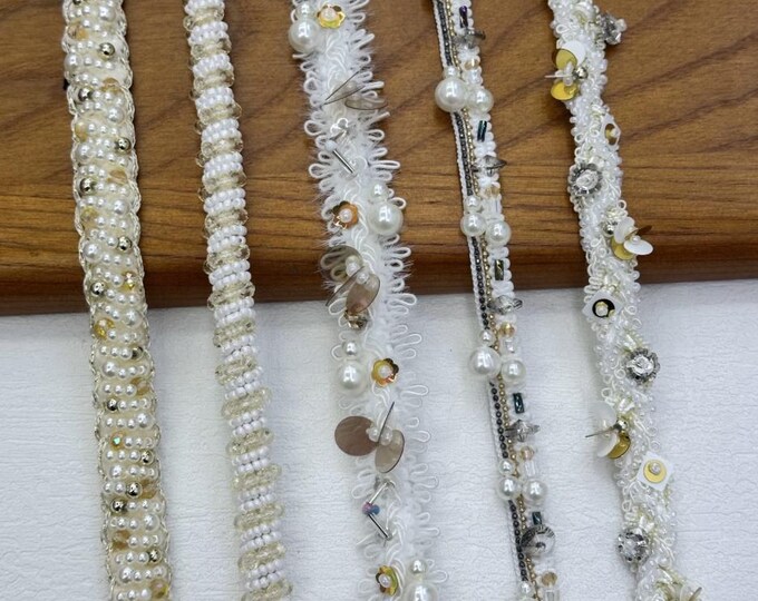 Beaded Trim, DIY Sewing Supply for Clothes, Hair Bows & Bags, Sold by 1 Yard