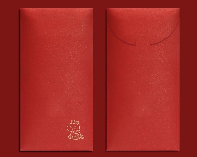 2026 Year of the Horse Red Envelopes, Gold Foil Lucky Money Packets