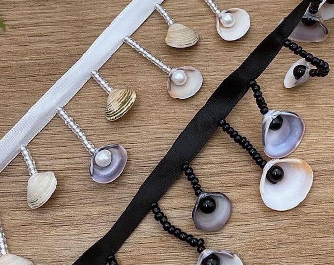 Seashell Beaded Trim, Costume Design Embellishment, Sold by 1 Yard