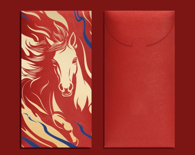 2026 Year of the Horse Red Envelopes, Gold Foil Lucky Money Packets