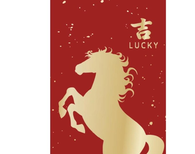 2026 Year of the Horse Red Envelopes, Gold Foil Lucky Money Packets