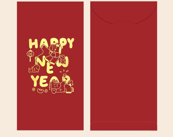 Year of the Horse 2026 Gold Foil Red Envelopes, Lucky Money Gift Red Packets