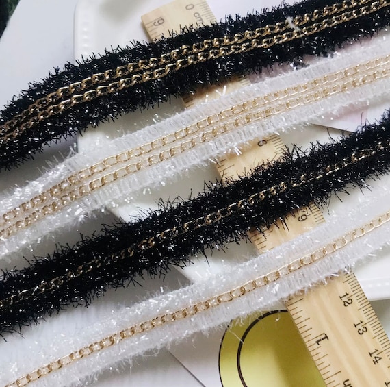 Chain Lace trim, decor trimming for costume design sewing trim headwear dress coat cuff collar bag home deco Sold by 1 yard