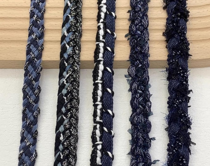 Denim Blue Trim, Couture Bridal Embellishment Sold by 1 Yard