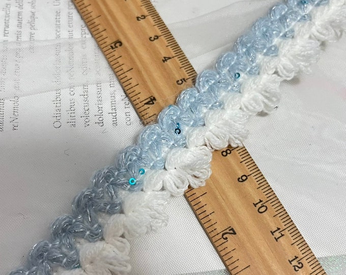 Blue & White Lace Trim, Sewing Embellishment, Costume Design, Sold by 1 Yard