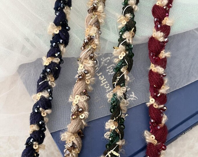 Sequin Embellished Lace Trim, Costume Design, Sold by 1 Yard