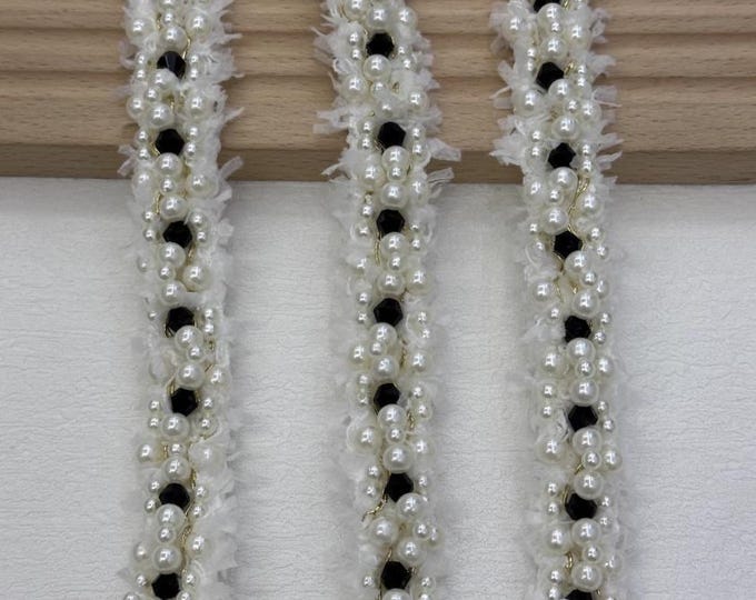 Pearl Beaded Trim, Sewing Embellishment, Sold by 1 Yard