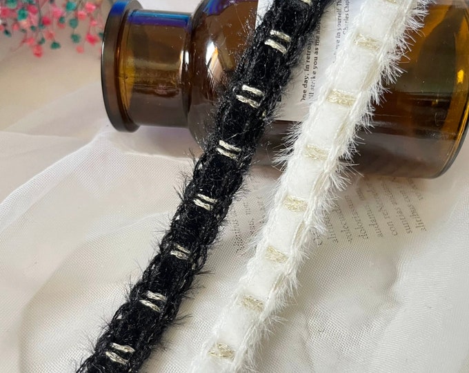 Fuzzy Lace Trim, Costume Design Embellishment, Sold by 1 Yard