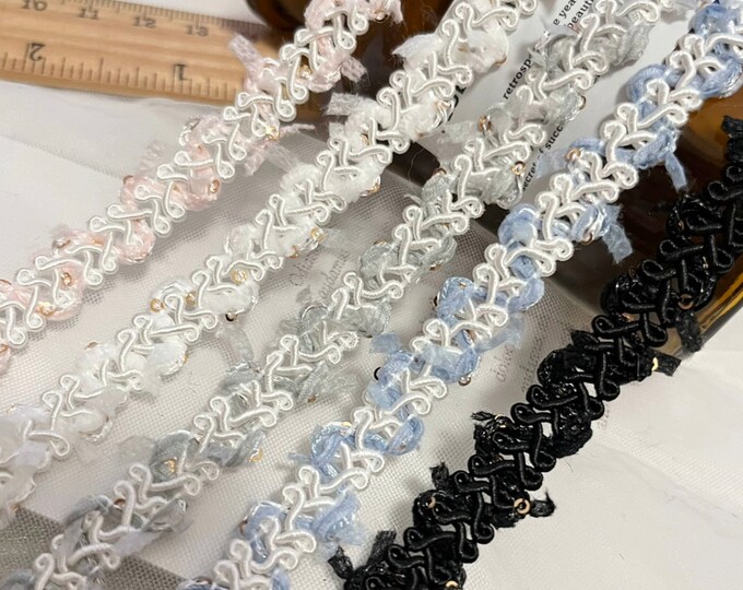 Embellished Lace Trim, Costume Design Sewing, Sold by 1 Yard