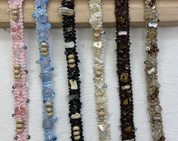 Beaded Trim, DIY Sewing Supply for Clothes, Hair Bows & Bags, Sold by 1 Yard