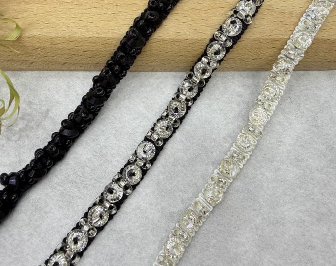 Beaded Lace Trim, Costume Design Embellishment, Sold by 1 Yard
